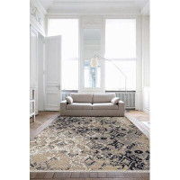 Williston Forge Square Floral Tufted Wool Blue Area Rug