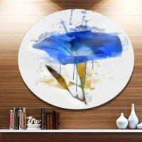 Made in Canada - Design Art 'Blue Gentiana Alpina Watercolor' Oil Painting Print on Metal