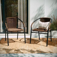 Bay Isle Home™ Bay Isle Home™ Lila 2 Pack Medium Brown Rattan Indoor-outdoor Restaurant Stack Chair