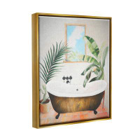 Bay Isle Home™ Tub with Tropical Plants Framed Floater Canvas Wall Art by Ramona Murdock