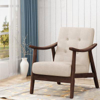 Latitude Run® Accent Chair,Fabric Reading Armchair,Linen Upholstered Accent Chairs for Living Room/Bedroom