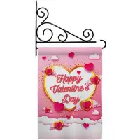 Breeze Decor Flying Heart Valentine's - Impressions Decorative Metal Fansy Wall Bracket Garden Flag Set GS101060-BO-03