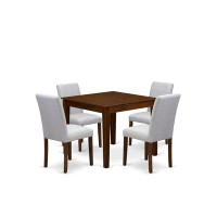 Red Barrel Studio 5-Pc Dining Set Consist of a Square Dining Table and 4 Parson Chairs - Antique Walnut finish