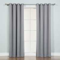 Best Home Fashion Thermal Insulated Blackout Curtains - Antique Bronze Grommet Top -Grey-52 W x 72 L-with tie Backs