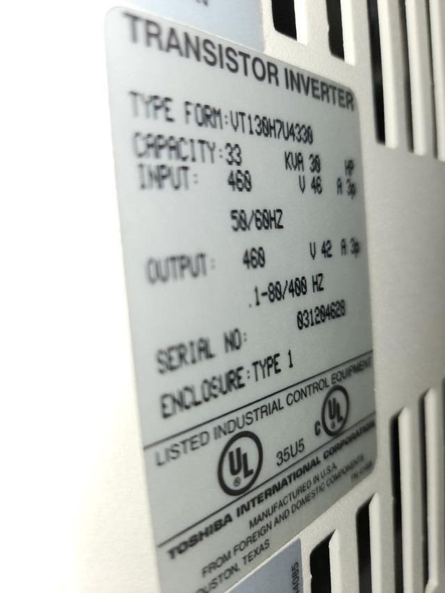 Toshiba Transistor Inverter H7 -VFD- VT130H7U4270 - 30 HP 460v 3Ph 400Hz in Other Business & Industrial - Image 3