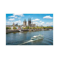East Urban Home City Of Cologne Along The Rhine River With Cologne Cathedral And Great St. Martin Church