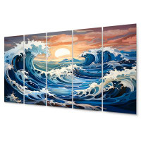 Dovecove Coastalwaves Ocean Symphony - Nautical & Beach Metal Wall Decor Set 5