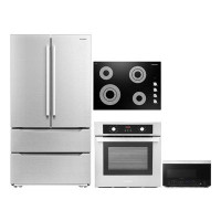 Cosmo 4 Piece Kitchen Package with French Door Refrigerator & 30" Electric Cooktop & Wall Oven