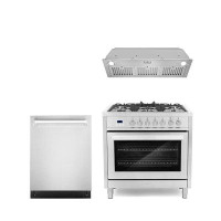 Cosmo Cosmo 3 Piece Kitchen Appliance Package with 36'' Dual Fuel Freestanding Range , Built-In Dishwasher , Insert Rang