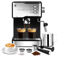 Geek Chef 20 Bar Pump Espresso Cappuccino latte Coffee Maker with pressure gauge and Milk Frother