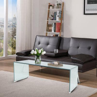 Ivy Bronx Modern design glass coffee table with non-slip mat for living room, office