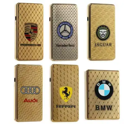 High quality USB lighter electric With Car Logo ,, wind proof lighter Rechargeable farmless lighter with retail box free