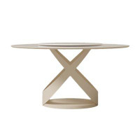 Ivy Bronx Italian minimalist table round table with turntable simple French cream style round dining table