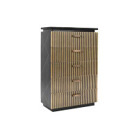 Ceballos Allure Modern Style 5-Drawer Chest Made With Mango Wood And Finished With Brass Metal
