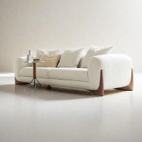 HOUZE 86.57" White Velvet Standard Sofa cushion couch