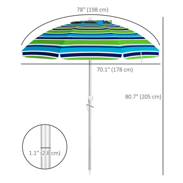 Beach Umbrella 70.1" x 70.1" x 80.7" Multicolour in Patio & Garden Furniture - Image 3