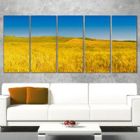 Made in Canada - Design Art Tuscany Wheat Field on Sunny Day 5 Piece Wall Art Print on Wrapped Canvas Set