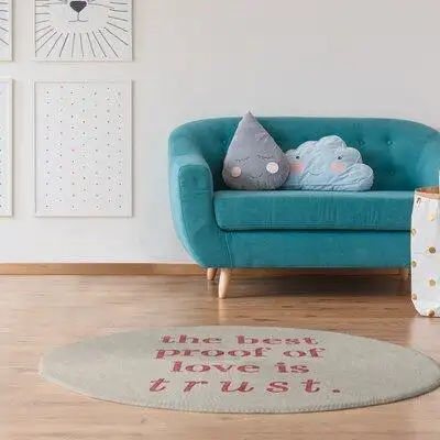 East Urban Home Handwritten Love & Trust Quote Poly Chenille Rug