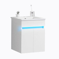 Wrought Studio Bathroom Vanity with Sink,radar sensing light,Large Space Storage for Small Space