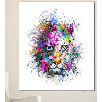 Design Art 'Tiger Face in Colourful Splashes' Graphic Art on Wrapped Canvas