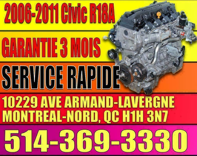 Moteur 1.8 Honda Civic 2006 2007 2008 2009 2010 2011, 06 07 08 09 10 11 Honda Civic Engine, R18A1 Motor Coupe Sedan in Engine & Engine Parts in Québec - Image 3