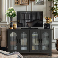 Winston Porter Rex TV Stand Media Console with Glass Doors with Adjustable Shelf
