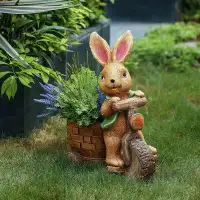 Loon Peak Brown Bunny On A Bicycle Mgo Planter
