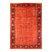 Isabelline One-of-a-Kind Jenafir Hand-Knotted 12'2" x 17'5" Area Rug in Orange/Black