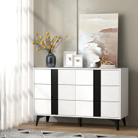 Wrought Studio Jacquece 47.24" White Blister Six-Drawers Dresser Cabinet