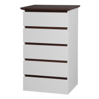 Ebern Designs Tall White Dresser For Bedroom, Mid Century Modern Pop Dresser With Drawers, 5 Drawer Dresser With Wood Co