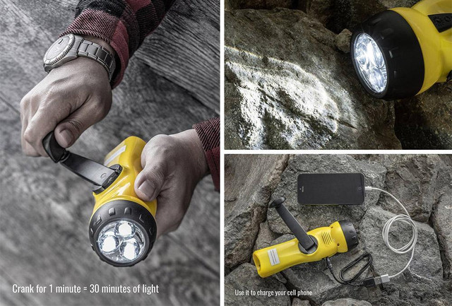 Emergency 4-In-1 Crank Flashlight, Alarm, Fm And Am Radio in Fishing, Camping & Outdoors in Ontario - Image 3