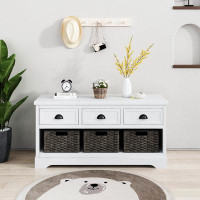 Winston Porter Storage Bench With 3 Drawers And 3 Baskets