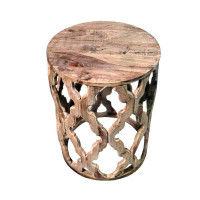 A Touch of Design Sari – Natural Mid-century Modern Solid Sheesham Wood, Round End Table