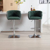 Mercer41 Set of 2 Vintage Bar Stools: Counter Height Dining Chairs with Backrest and Footrest