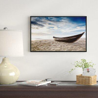 East Urban Home Seashore 'Old Fisherman Boat' Framed Photographic Print on Wrapped Canvas