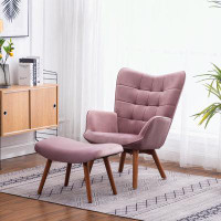 Latitude Run® Velvet Tufted Accent Chair with Ottoma