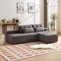 Latitude Run® Corduroy  Convertible Sleeper Sectional Sofa with 4 Storage Space