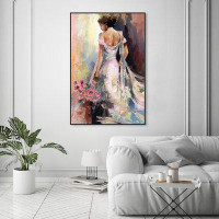 Oliver Gal "Lily", Flower Dress Outfit Traditional White Canvas Wall Art Print For Living Room
