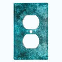 WorldAcc Metal Crosshatch Light Switch Plate Outlet Cover (Metal Patina 7 Print  - Single Duplex)