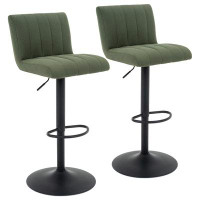 Mercer41 Mercer41 Counter Height Bar Stools Set Of 2,Adjustable Swivel Bar Stools Green Faux Leather Bar Chairs For Dini
