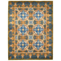 Bungalow Rose Hand-Knotted Wool Dark Blue Area Rug