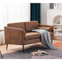 17 Stories 17 Storeys 52'' Small Modern Loveseat, Mid-century Bronzing Cloth 2-seat Love Seat Sofa Chair Furniture For L