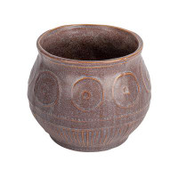 Winston Porter Debossed Stoneware Planter With Pattern And Reactive Glaze