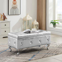 Rosdorf Park Padded Seat Storage Bench with Flip Top, Safety Hinge, and Entryway Storage Chest