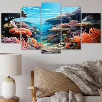 Highland Dunes Underwater Coral Reef Depths III - Coral Wall Art Print - 5 Panels