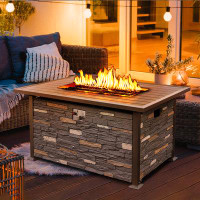 Loon Peak Dyrk 24.8" H x 48.2" W Propane Outdoor Fire Pit Table with Lid