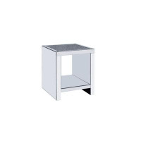 Everly Quinn Glass And MirroSquare End Table With Shelf