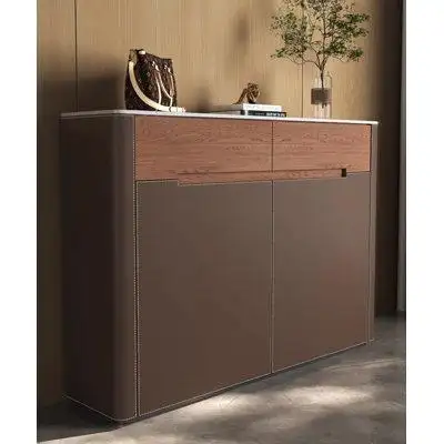 The collision between the rock board and the solid wood and the leather finish the rock board presen...