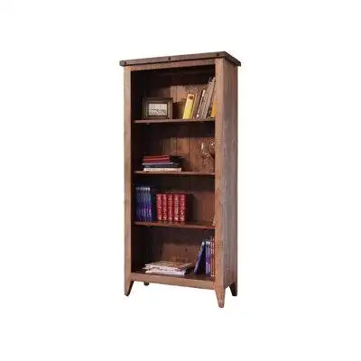International Furniture Direct Antique Multicolor Bookcase, 12 Different Positions Available For Shelves (1 Middle Fixed