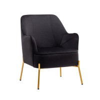 Mercer41 Dameisha Velvet Upholstered Accent Chair with Gold Chrome Legs